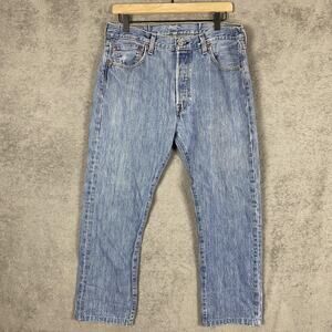 Levis 501 Jeans Mens 32x26 Blue Denim Straight Leg Button Fly Made Mexico